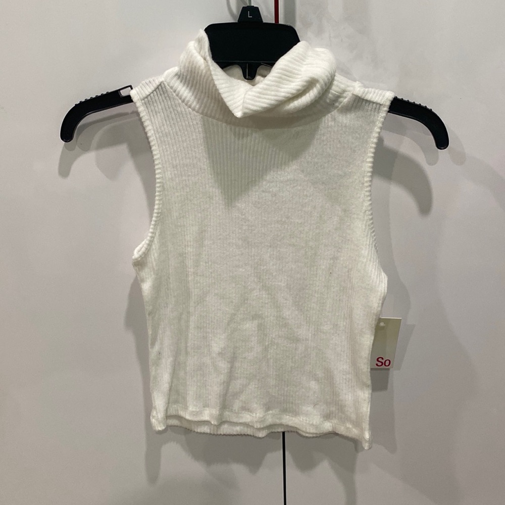 White polyester armless turtleneck